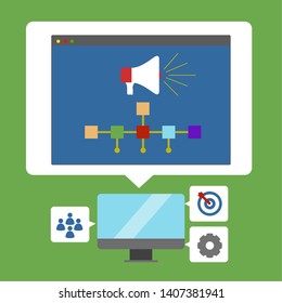 Monitor screen with social media icons - Vector
