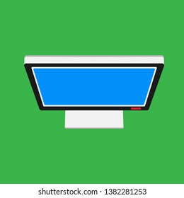 Monitor screen top view display vector icon. Above computer electronic isolated white. Flat PC device equipment office