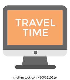 
A monitor screen with travel time display
