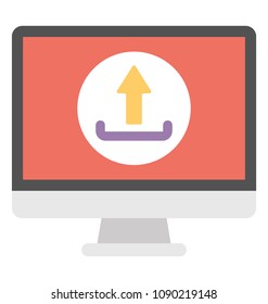 
Monitor screen with upward arrow, website uploading
