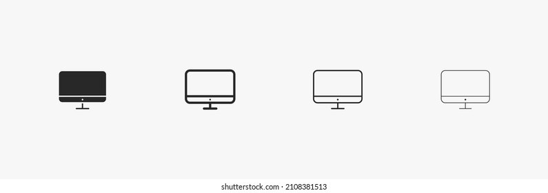 Monitor screen vector icon. Editable stroke with thin outlines. Screen vector icon in isolation