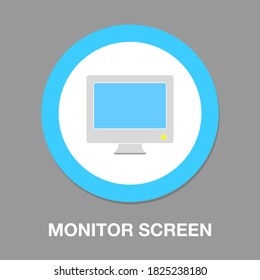 monitor screen, vector illustration, desktop computer, front view