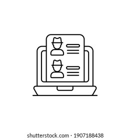 Monitor screen vector outline icon style illustration. EPS 10 file