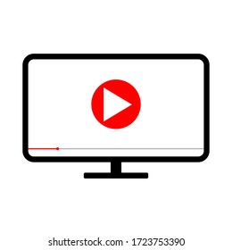 Vector de pantalla del monitor. Reproducir videos en medios sociales, sitios web y más.