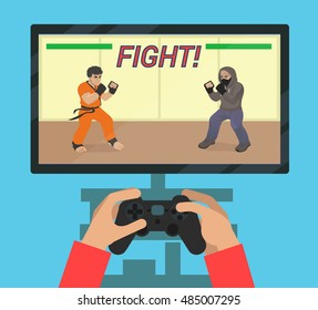 Monitor screen with video game