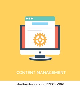 
A monitor screen with website having cog sign, content management concept
