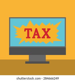 monitor screen with word tax