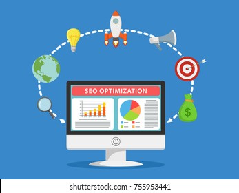 Monitor with SEO icons