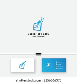 monitor service computer logo design vector