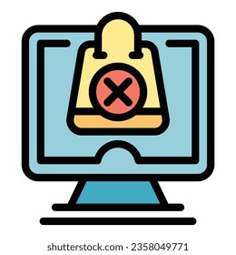 Monitor service icon outline vector. Delivery product. Parcel store color flat