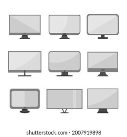 Monitor Set Flat Design Icon Symbol Vector