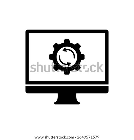 Monitor setting glyph flat vector icon on a white background