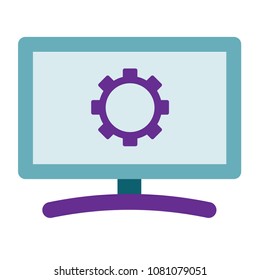 monitor setting icon vector flat design style