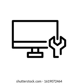 Monitor Setting Outline Vector Icon Design Element