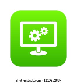 Monitor settings icon digital green for any design isolated on white vector illustration