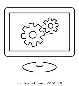Monitor settings icon. Outline illustration of monitor settings vector icon for web