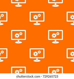 Monitor settings pattern repeat seamless in orange color for any design. Vector geometric illustration