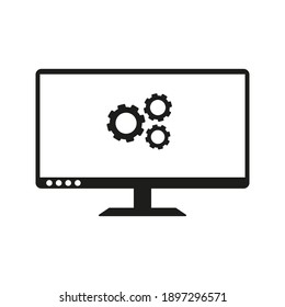 Monitor settings vector icon sign symbol on white background color editable