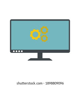 Monitor settings vector icon sign symbol on white background color editable
