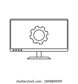 Monitor settings vector icon sign symbol on white background color editable