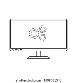 Monitor settings vector icon sign symbol on white background color editable