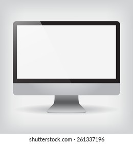 Monitor with a shadow on a gray background vector illustration