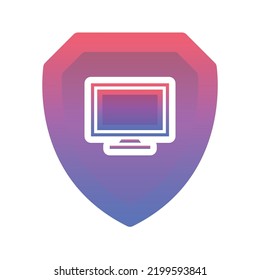 monitor shield logo gradient design template icon element
