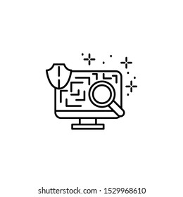 Monitor shield QR code scanner icon. Element of qr code and barcode icon