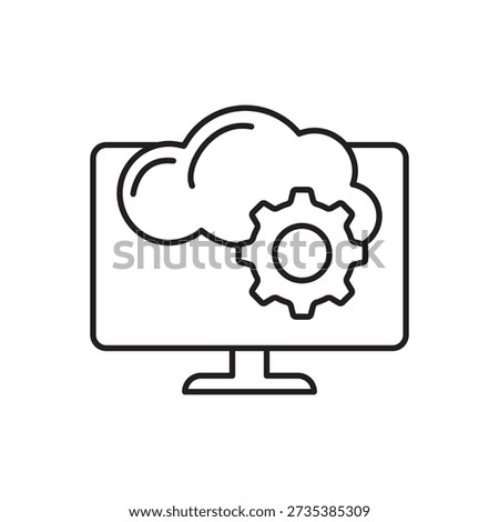 Monitor showing cloud with gear cog icon