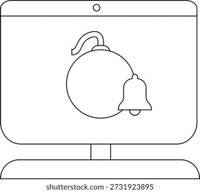 Monitor que muestra el icono de la bomba con la campana adjunta