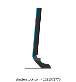 Monitor side view screen computer equipment vector icon. Electronic communication technology work office PC.