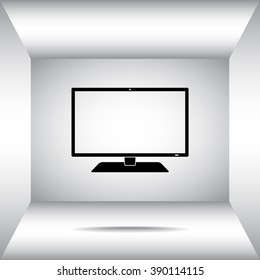 Monitor sign icon, vector illustration. Flat design style 