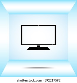 Monitor sign icon, vector illustration. Flat design style 