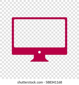 Monitor sign illustration. Vector. Bordo icon on transparent background.