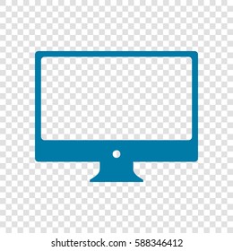 Monitor sign illustration. Vector. Cerulean icon on transparent background.