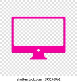 Monitor sign illustration. Vector. Magenta icon on transparent background.