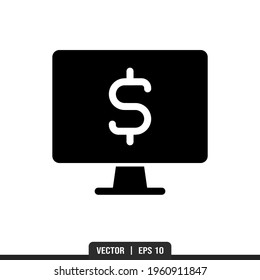 Monitor Silhouette icon vector, illustration logo template in trendy style. Suitable for many purposes.