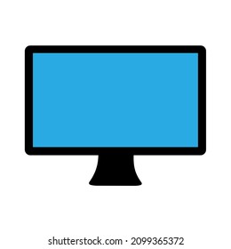 Monitor simple clip art vector illustrations on a white background. Blue screen
