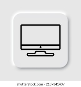 Monitor simple icon vector. Flat desing. Neumorphism design.ai