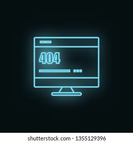 Monitor, site, 404, error, neon, icon. Web Development Vector Icon. Element of simple symbol for websites, web design, mobile app, infographics. Line symbol for website design