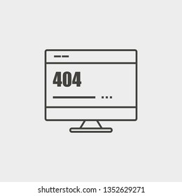 Monitor, site, 404, error, outline, icon. Web Development Vector Icon. Element of simple symbol for websites, web design, mobile app, infographics. Line symbol for website design