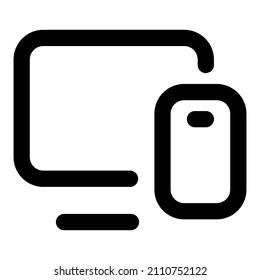 monitor and smartphone icon with black color