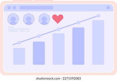 Monitor social media statistics on tablet semi flat color vector device screen. Editable icon. Full sized element on white. Simple cartoon style spot illustration for web graphic design and animation