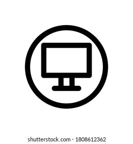 Monitor (interfaz de usuario social y de mensajería) vector de contorno de icono. aislado en fondo blanco