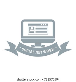 Monitor social network logo. Simple illustration of monitor social network vector logo for web