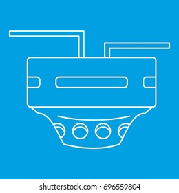 Monitor socket icon blue outline style isolated vector illustration. Thin line sign