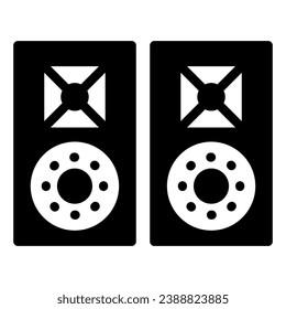 Monitor-Lautsprecher, Studio-Akustik-System solide Symbol, Sound-Design-Konzept, Audio-Set-Vektorzeichen auf weißem Hintergrund, Glyph-Stil Symbol für mobiles Konzept und Web-Design. Vektorgrafik
