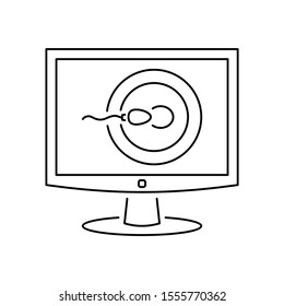 Monitor sperm ovum icon. Simple line, outline vector of artificial insemination icons for ui and ux, website or mobile application