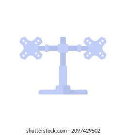 monitor stand with two mounts icon, flat vector