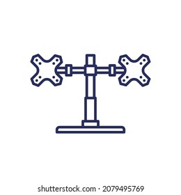monitor stand with two mounts line icon